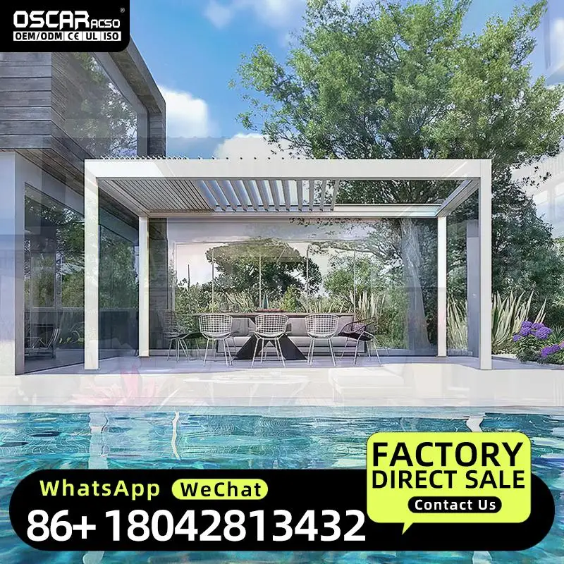 3X3 3X4 4X4 6X4m Modern Outdoor Garden Waterproof Bioclimatic Louvered  for Patio and Balcony in Europe Pergola view 2