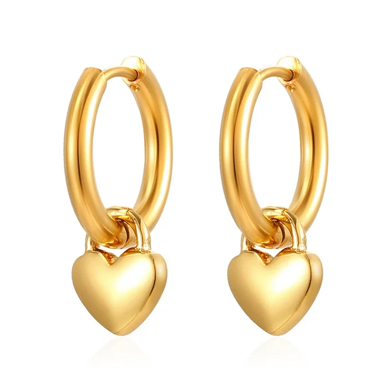 Stainless Steel Heart Hoop Earrings for Women Girl Allergy Free Wedding Party Jewelry