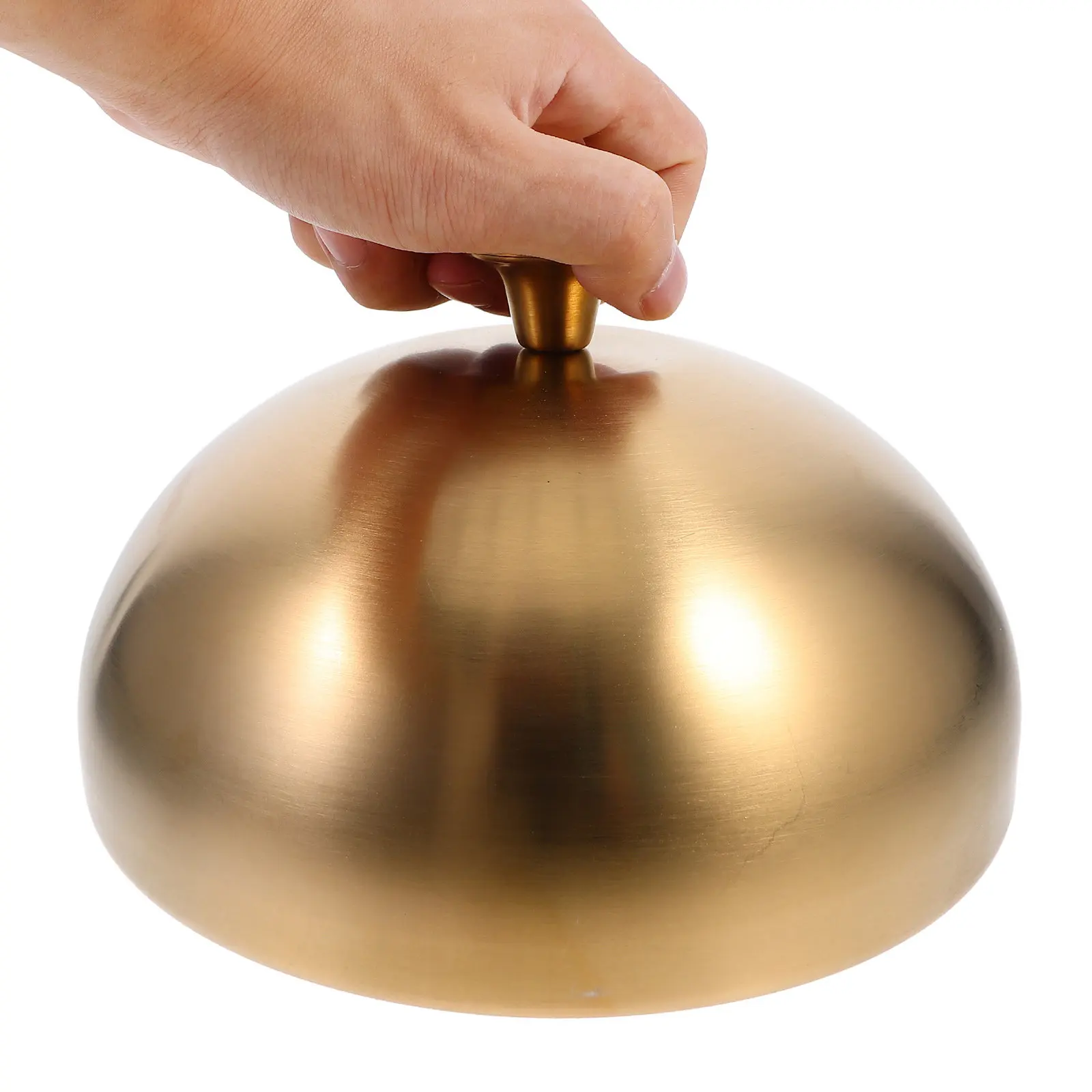 Tapa de acero inoxidable dorada de 6.68 pulgadas con parte superior plana y redonda para alimentos, para fundir queso, regar bistecs, hamburguesas, sándwiches, pasteles y para fiestas.