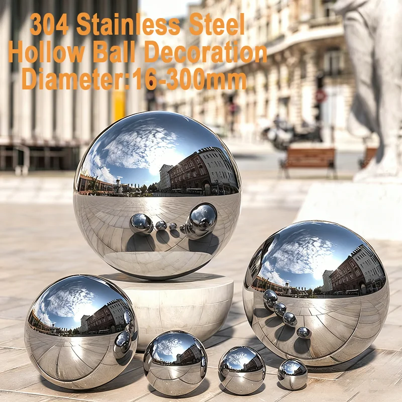 16mm~300mm 304 Steel Hollow Ball Decoration High Gloss Glitter Sphere Mirror Hollow Balls For Home Garden Decoration Supplies