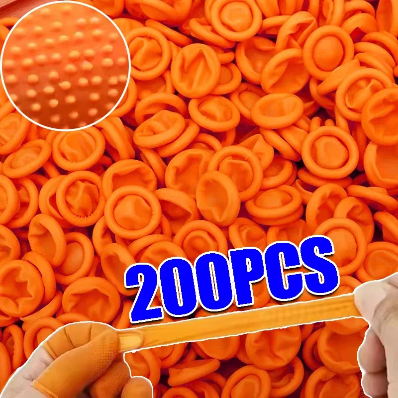 10-200PCS Latex Finger Cots Orange Thumb Caps Anti-static Industry Rubber Fingertips Protector Gloves Non-slip Finger Gloves