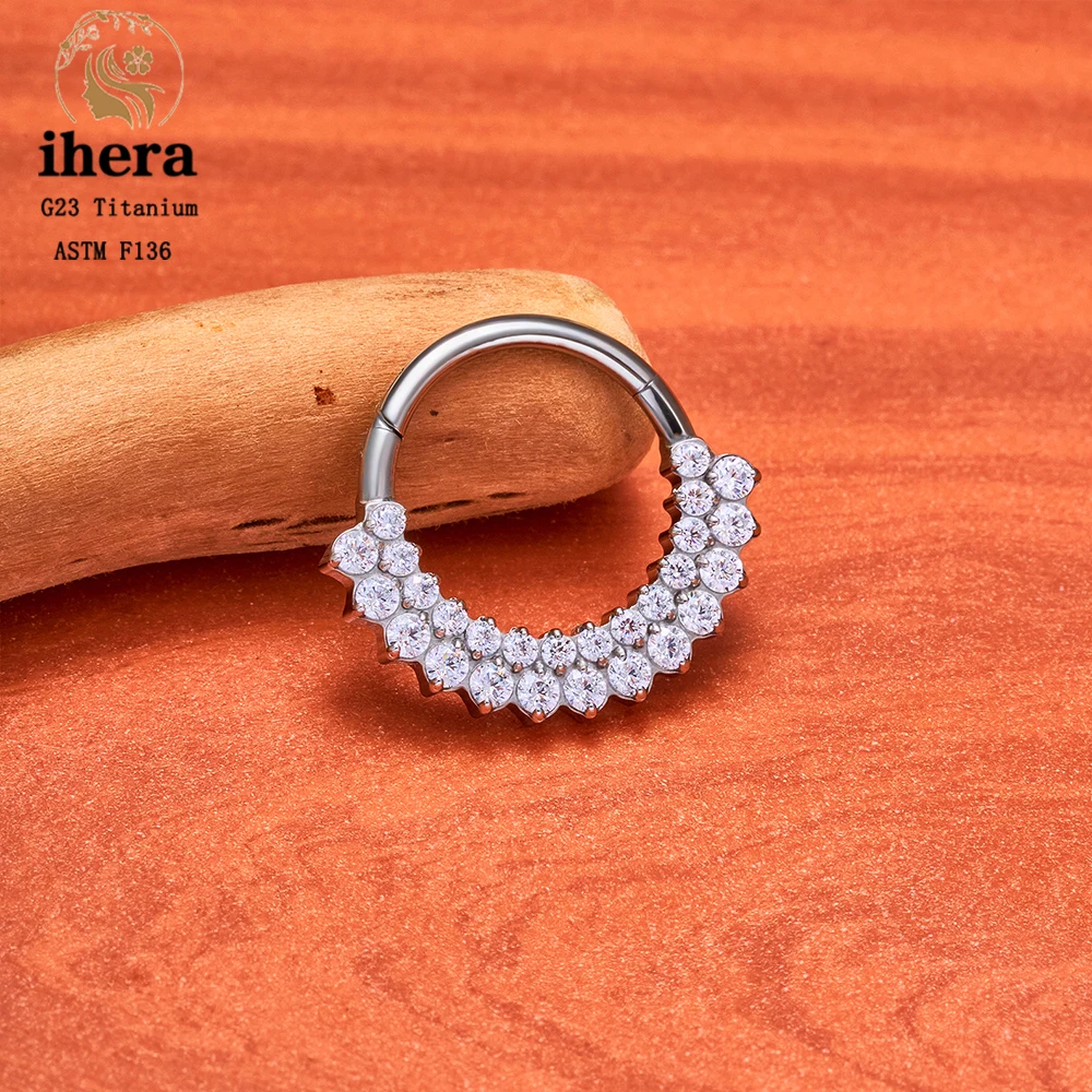 ASTM F136 Titan Birnenförmiger Zirkonia Nasenring 16G Klappbarer Clicker Segment Daith Ohrring Hoop Septum Knorpel Conch Helix Piercing Schmuck – Detail 14