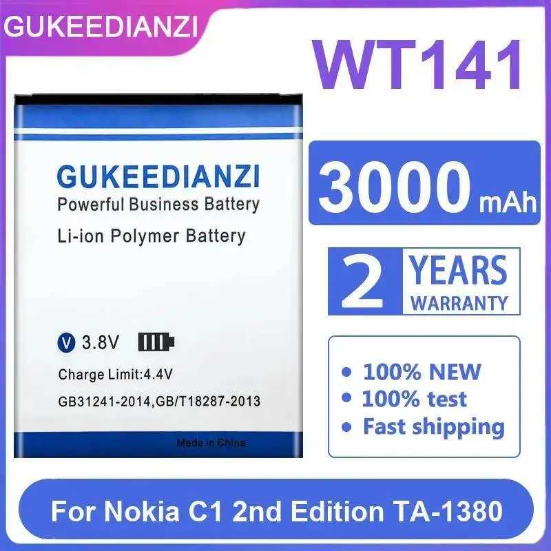 

For Nokia C1 2Nd Edition TA-1380 WT141 Mobile Phone Battery Good Low-Temperature Performance 3000Mah