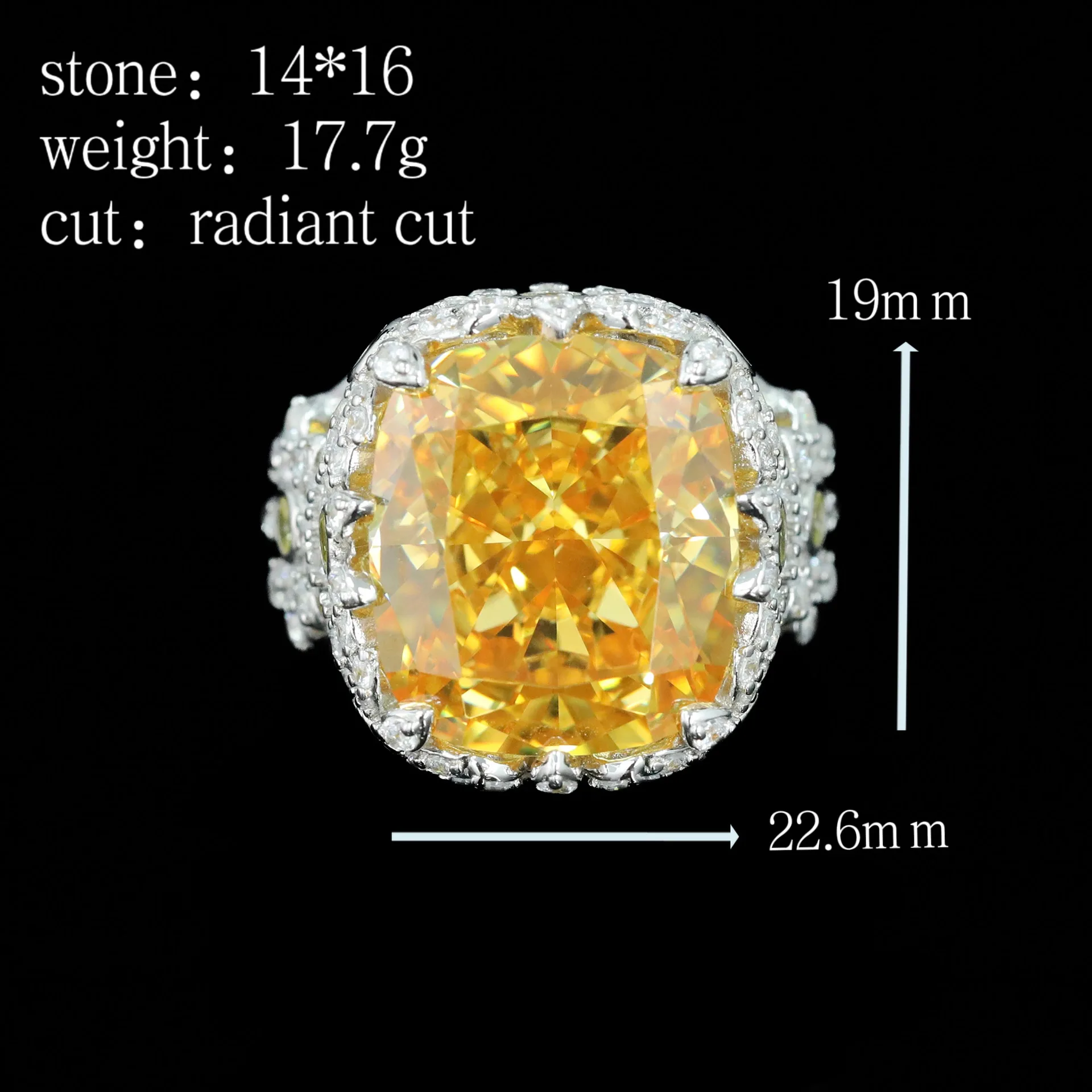 New S925 Silver Ring High Carbon Diamond Colorful Yellow Reddian Daisy Party Versatile Girl Ring Wedding Jewelry