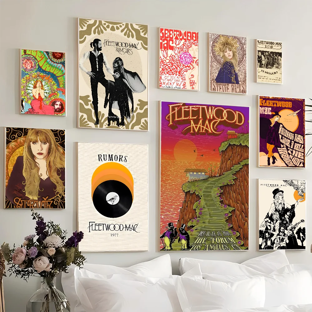 1PC Rock Band Fleetwood Mac Poster Movie Sticky Posters Retro Kraft Paper Sticker DIY Room Bar Cafe Aesthetic Art Wall Painting