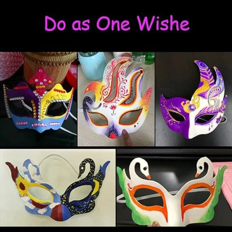 12pcs Butterfly Style DIY Hand Painted Mask Halloween Christmas Anime Party Ball Supplies Blank Face Covering