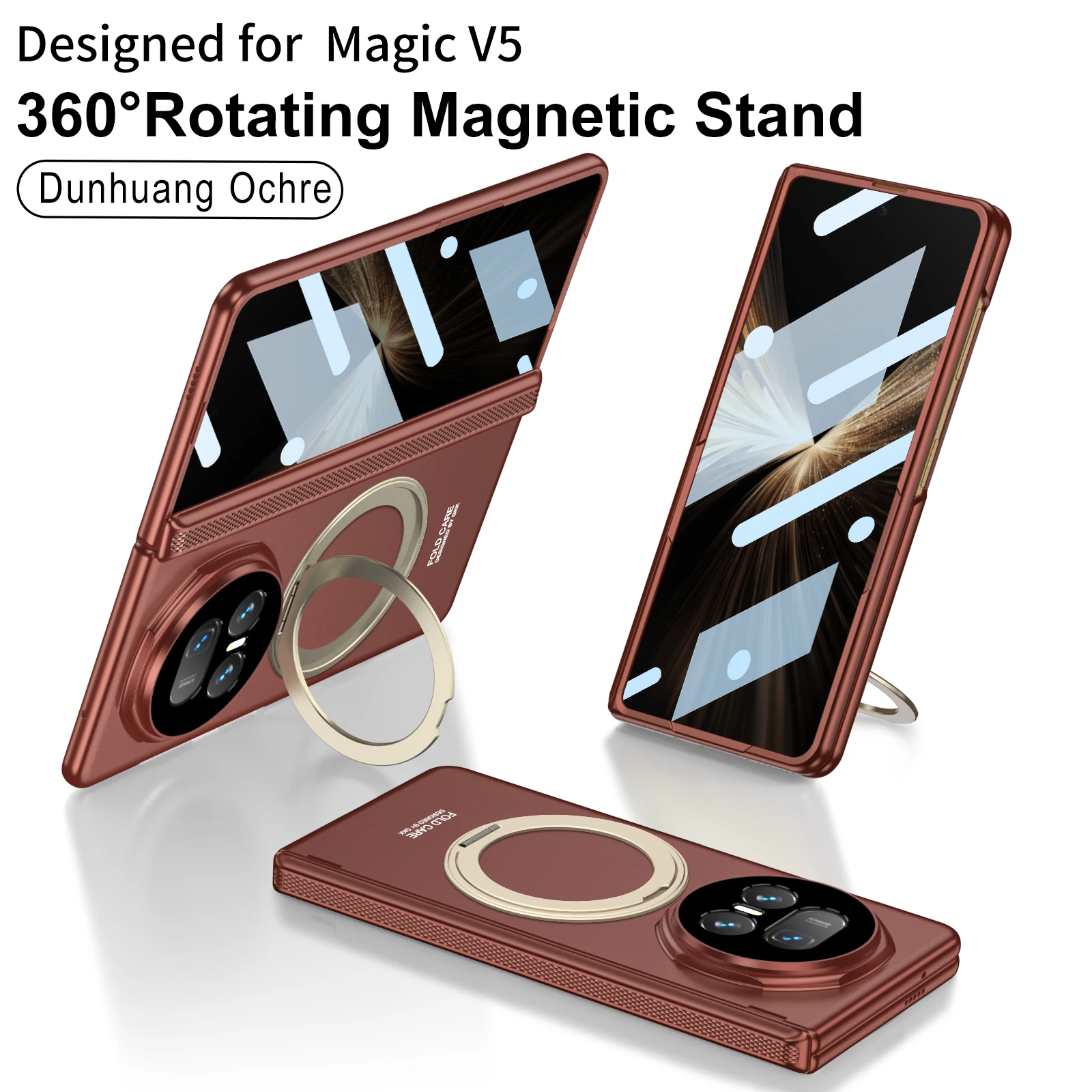 

For Huawei Honor Magic V5 Case Hard With Ring Stand Magnetic wireless charging Protect Back Cover Case For Magic V5 Phone Shell