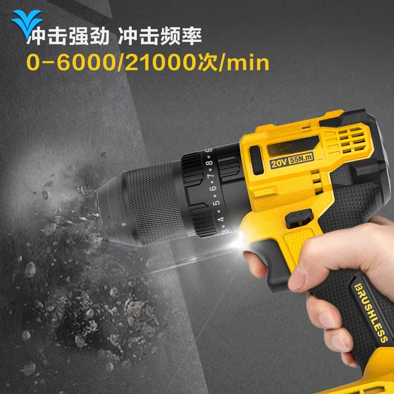 Perceuse à percussion électrique sans fil au Lithium multifonction Portable, vente en gros, avec Source de batterie