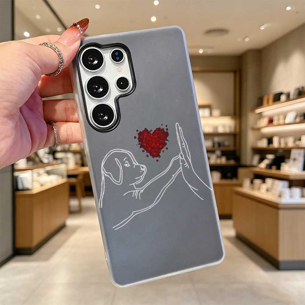 Dog Paw Red Heart Anti Scratch Protective Cover For Samsung S26 S25 Ultra FE A57 A56 A37 A17 A07