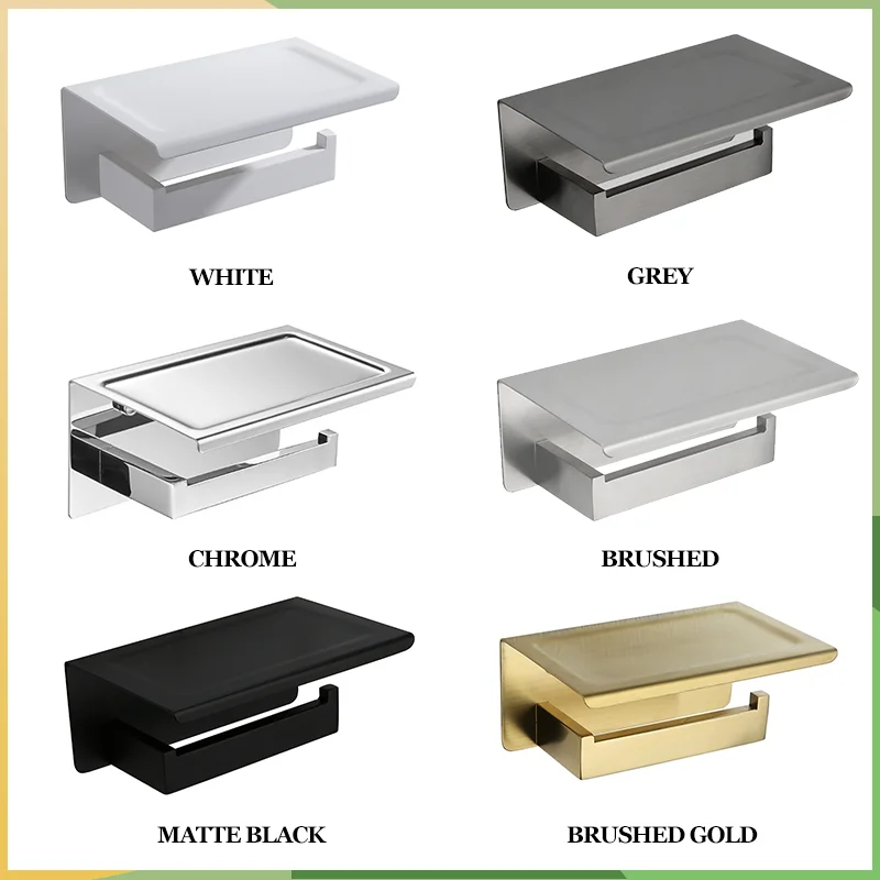 304 Stainless Steel Wall-Mounted Bathroom Paper Towel Holder Mobile Phone Storage Paper Holder Bathroom Hardware Accessories