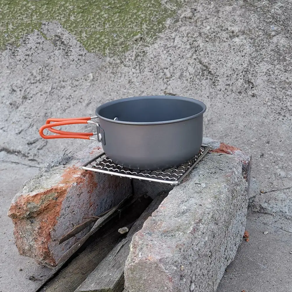 Barbecue Net Foldable Portable Camping Grill Rack Stainless Steel Cooking Stand for Camping Hiking Outdoor Cooking High Temperat