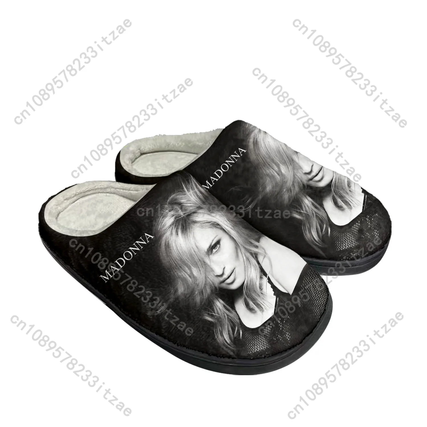 

Madonna pop rock singer disco Home Cotton Custom Slippers Mens Womens Sandals Plush Bedroom Keep Warm Shoe Thermal Slipper Black