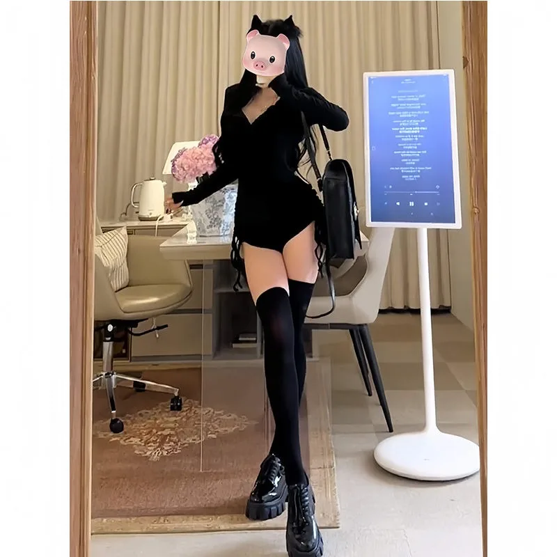 Costume une pièce Sexy au Design américain pour femmes, taille haute, pantalon ort, Long, sweat à capuche, pur désir, automne Faion