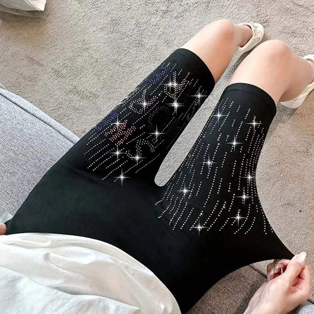 Soft Zircon Letter Hip Lift Yoga Shorts Tights Thin Women Rhinestone Leggings Stretch Pants Trousers Crystal Yoga Pants Gym