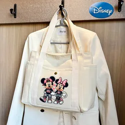 Cute Disney Mickey Minnie Mouse Large Capacity Canvas Tote Bags for Work Commuting Carrying Bag College Style Student Tote Bag