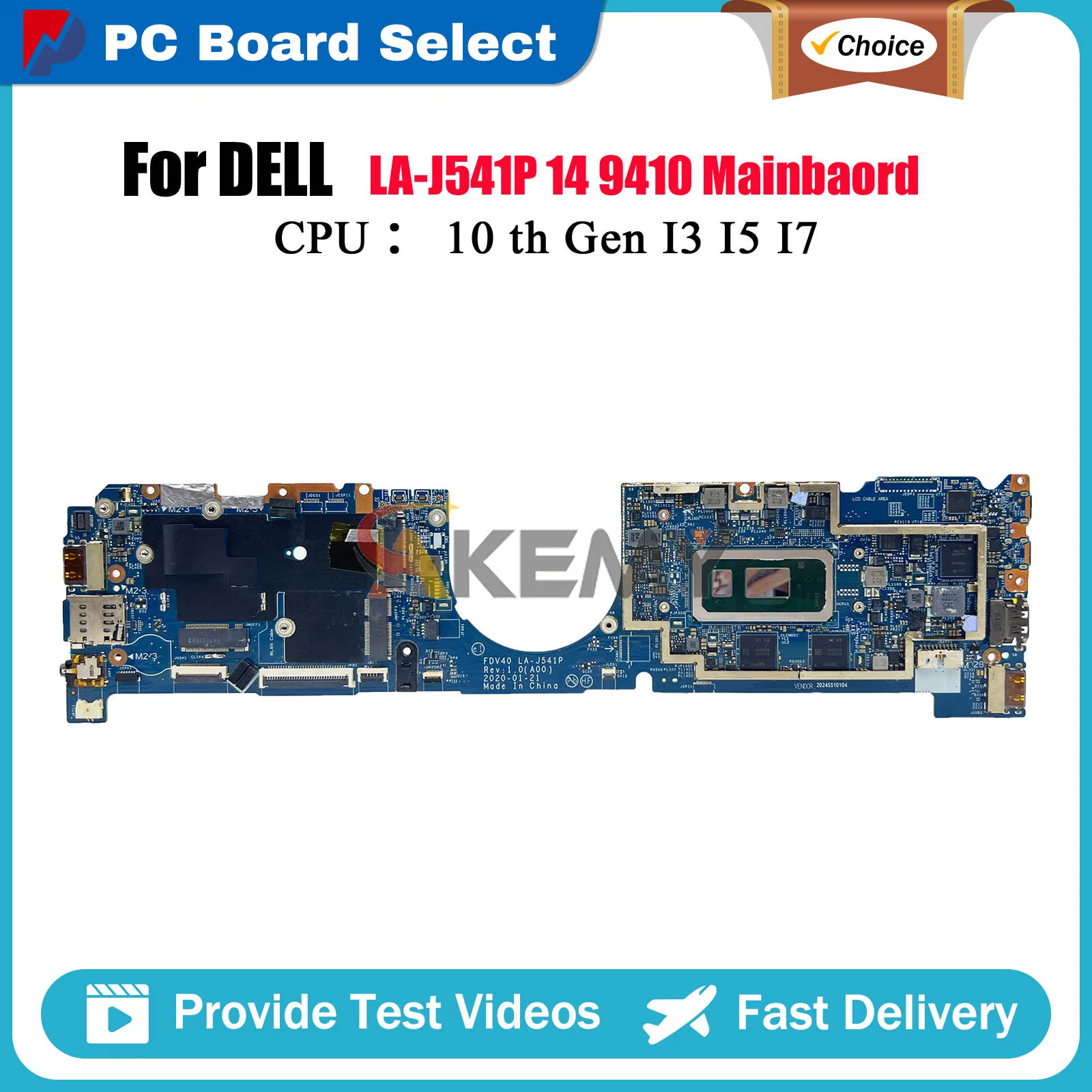 

Материнская плата для ноутбука DELL Latitude 9410 LA-J541P с процессором I5 I7 10-го поколения 8 ГБ 16 ГБ 081YC4 0NF67M протестирована нормально