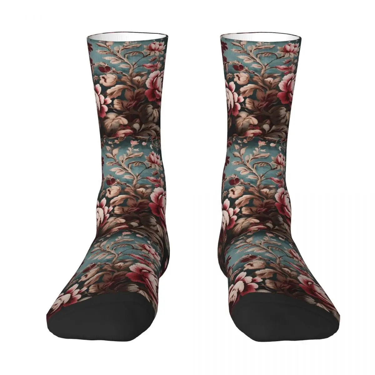 Vintage Flowers Antique Rose Floral French Socks Shopping 3D Print Boy Mid-calf Sock