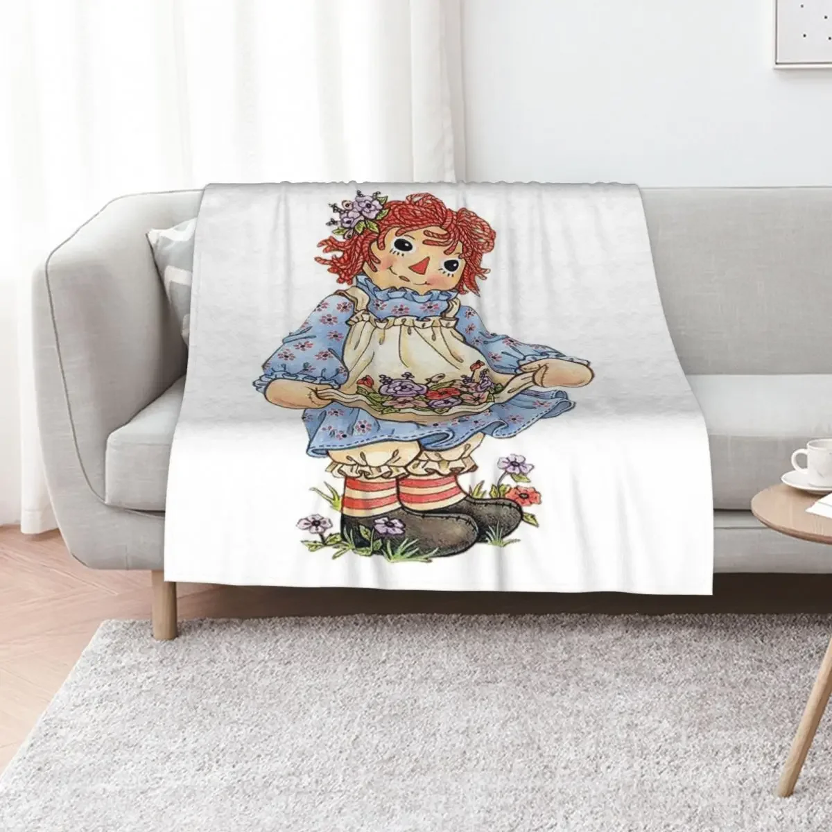 

Raggedy Ann And Raggedy Andy Throw Blanket Cute Plaid Flannel Fabric Sofa Throw Soft Plush Plaid Blankets