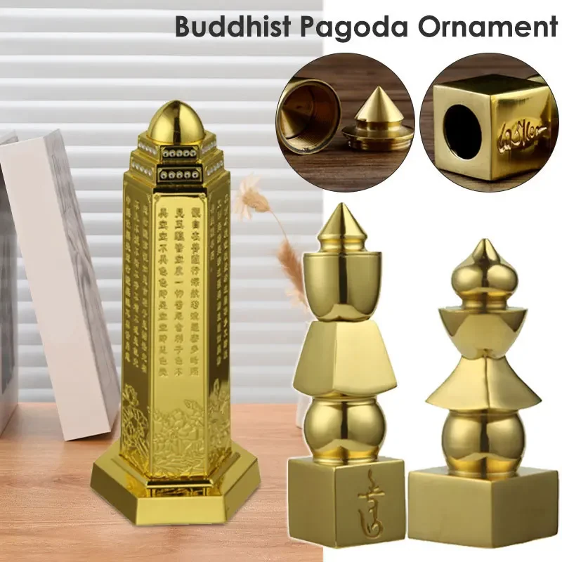 Fu Lu Shou Copper Pagoda Buddhist Feng Shui Brass Five Element Pagoda Home Office Crafts Lucky Amulet Decor Desktop Ornament
