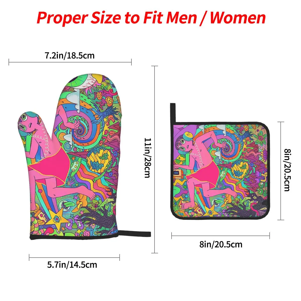 The Midnight Gospel Trippy Oven Mitts and Pot Holder Sets of 4 for Baking Kitchen Cooking Grilling Resistant Non-Slip Gloves