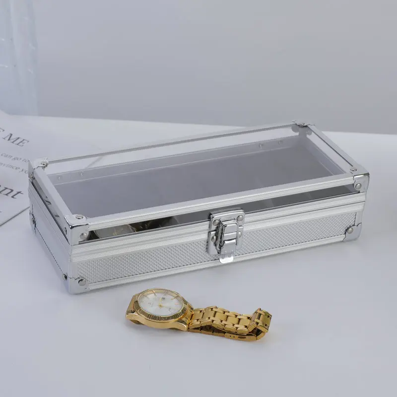アクリル時計ディスプレイボックス,6ポジション,アルミニウム合金,製品包装,プロモーション,卸売