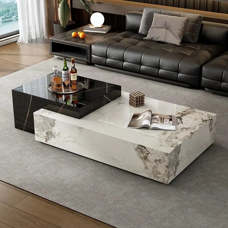 Wholesale Modern Living Room Furniture Luxury Rectangular Marble Coffee Table with Storage for Hotel Project Supply.