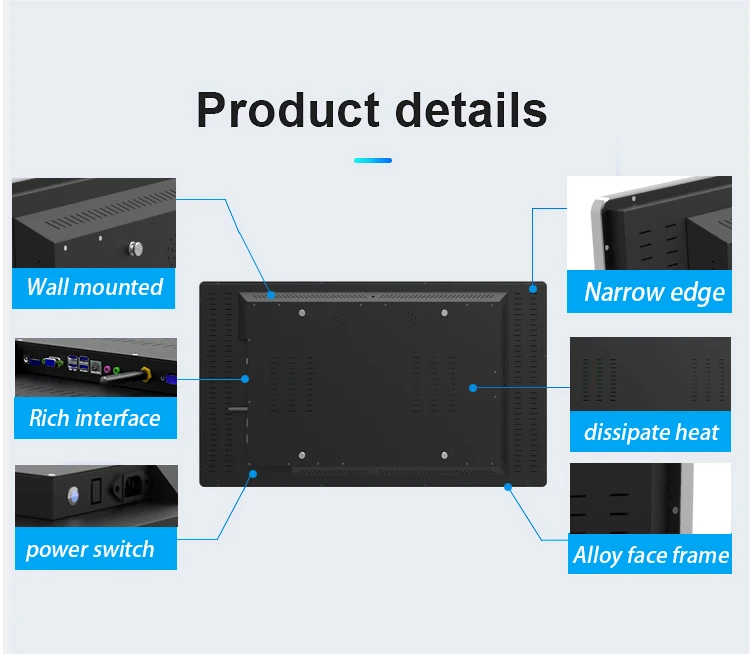 الكل في واحد 27 بوصة صناعية AIO PC شاشة تعمل باللمس بالسعة أندرويد 7.1/win7/win8/Linux Intel Core I3 2 GB RAM Win 10 OS أسود