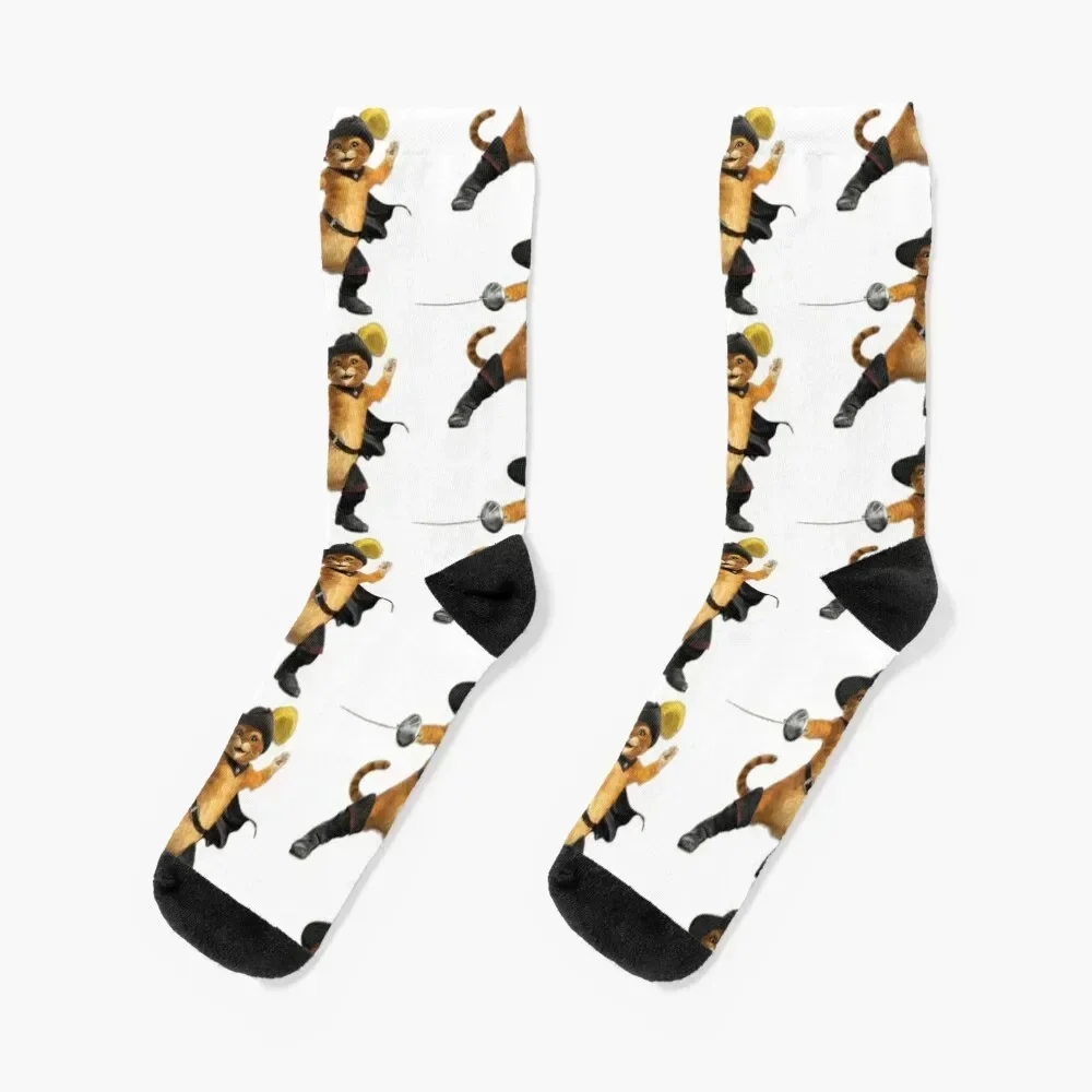 

fun puss in boots Socks FASHION Men's floor Novelties Socks Ladies Men's