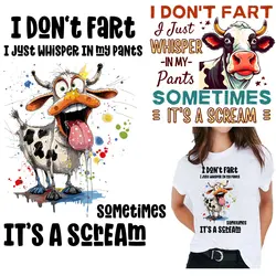 I dont fart Cow Iron-on Patches Appliques Heat Transfer Stickers for DIY T-Shirts Backpack Decoration iron on Patches For Party