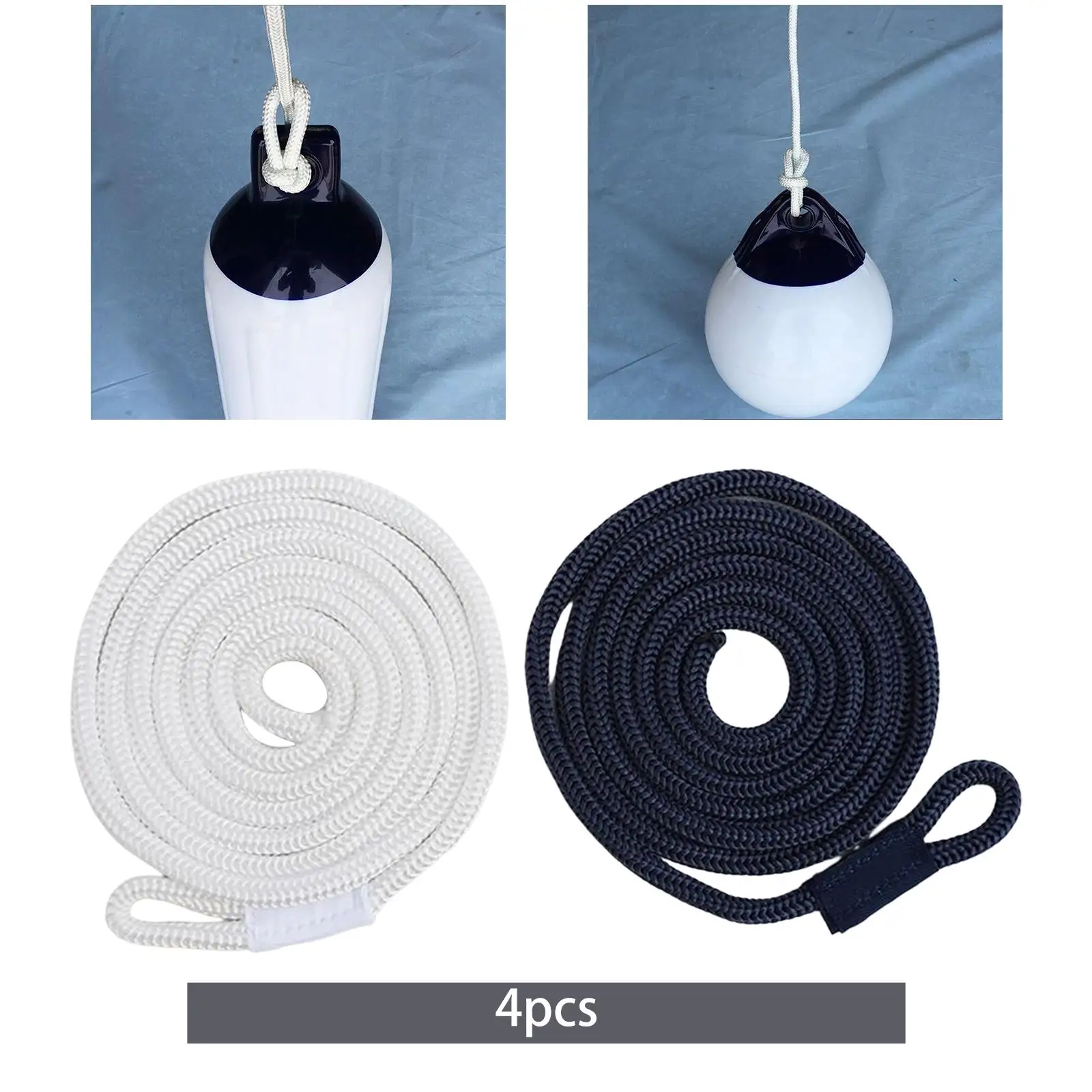 4Pcs Bumper Line Double Braid Strong 2M for Row Boats Pontoon