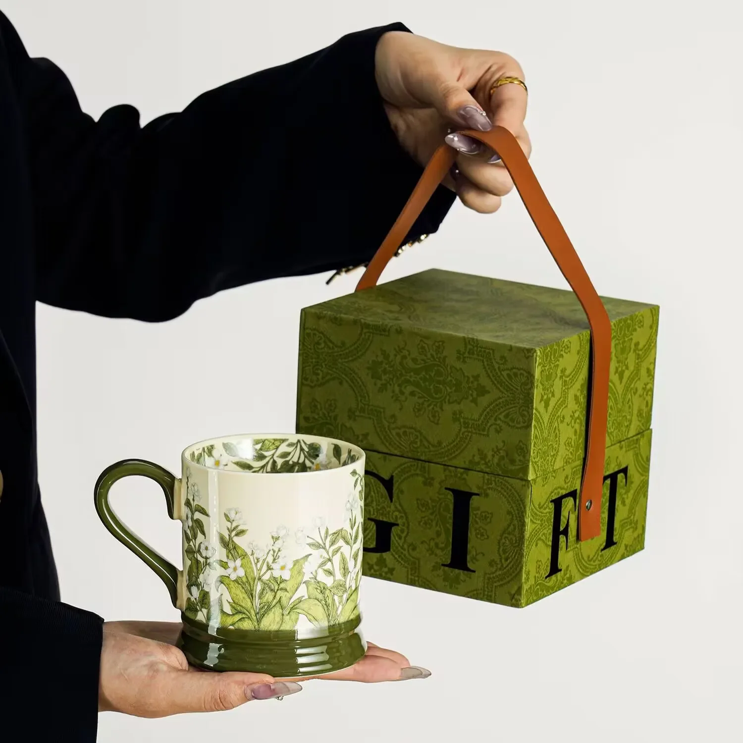 High-value ins style mug design lily of the valley flower blooming cup ceramic water cup home office coffee cup