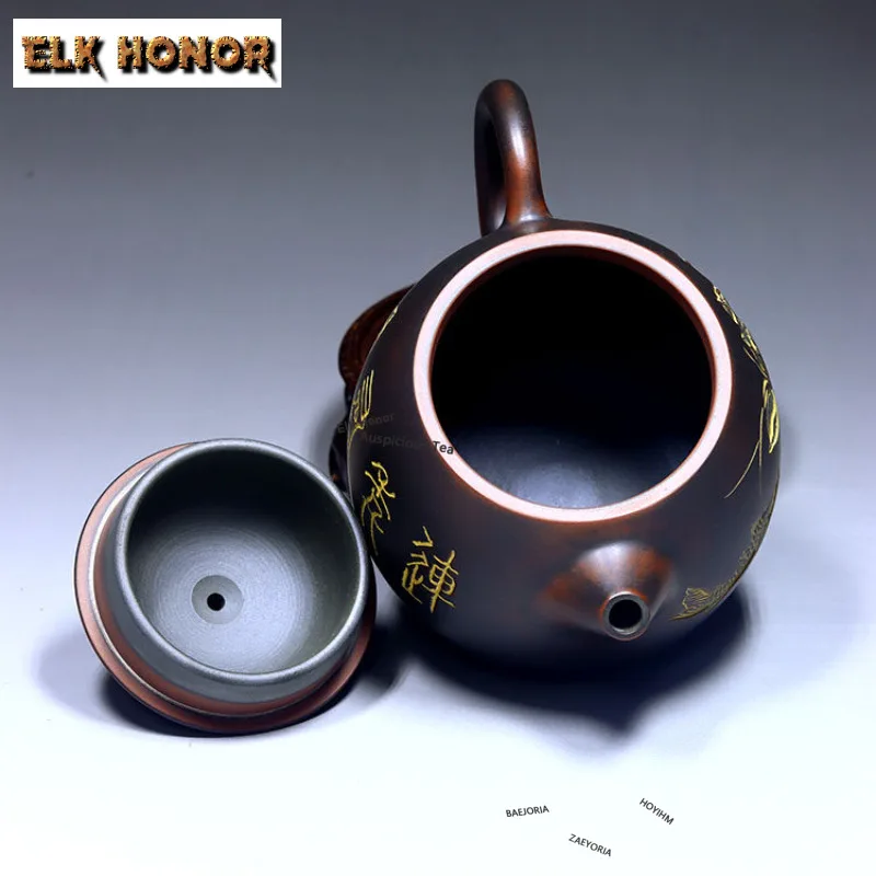 230ml Aesthetic Qinzhou Nixing Pottery Teapots Handmade Dragon Egg Pot Raw Ore Mud Tea Brewing Kettle With Strainer Tea Set Gift