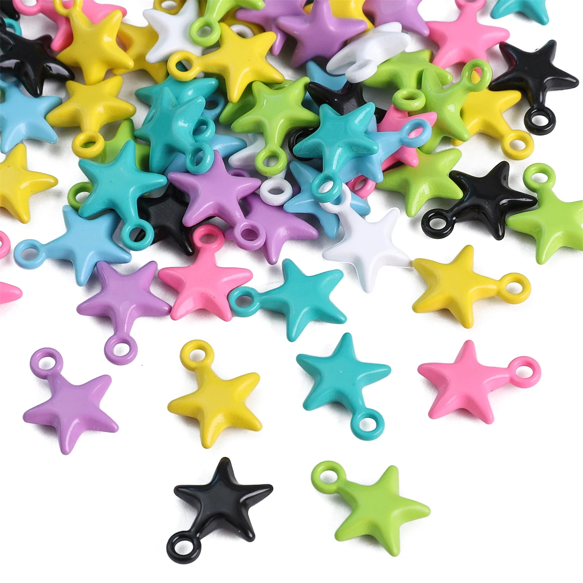 

2Pcs Multi-color Alloy Star Charms 11x14mm Metal Pendants for DIY Jewelry Making - Necklace Bracelet Earrings