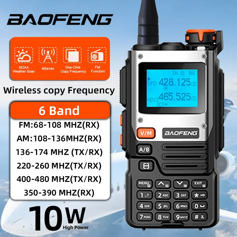 baofeng-uv-k61-k5-5r無線機-10wラジオ-999cn気象警報-uhf充電-vhf、dtmf、fm、6バンド-ワンクリックコピー-50km-usb