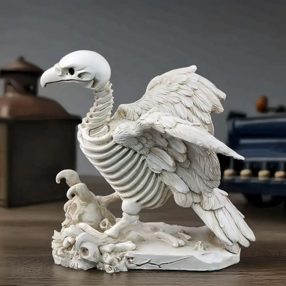 Vulture Skeleton Ornament Retro Distressed Bone Decor Halloween Vulture Skeleton Statue Realistic Bird Bone Figurine for Home
