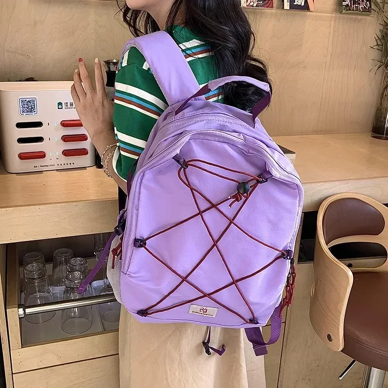 Tas wanita ransel ritsleting kualitas tinggi warna polos dijual 2024 kompartemen Interior baru ransel Fashion kesederhanaan