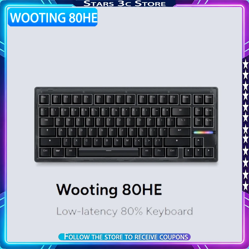 Wooting 80HE Magnetic Axis Mechanical Keyboard Super Performance 8000hz Low Latency Gaming Keyboard Computer Accessory