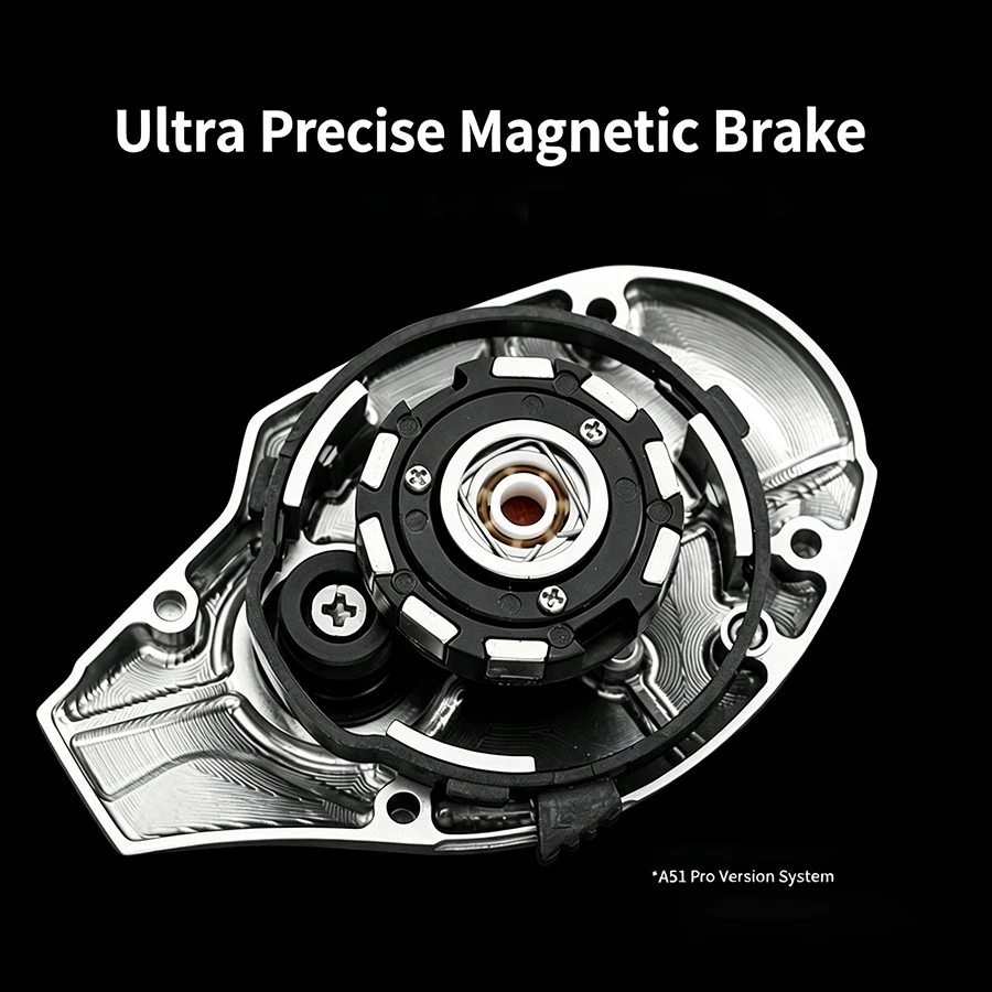 LOONGZE A51MC BFS Low-Profile Angelrolle Maximale Bremskraft 3,8kg CNC Aluminium Magnetisches Schwebendes Bremssystem Rolle für Finesse-Angeln – Detail 4