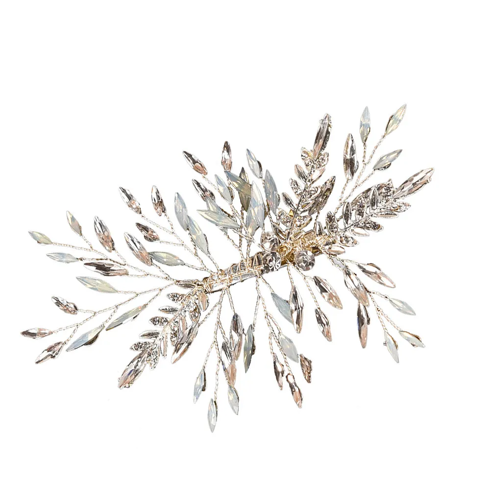 

Заколка для волос с листьями и стразами, хрустальная, для свадьбы, дня рождения, вечеринки, свадебная заколка-баррет, украшение для волос, свадебный головной убор с листьями