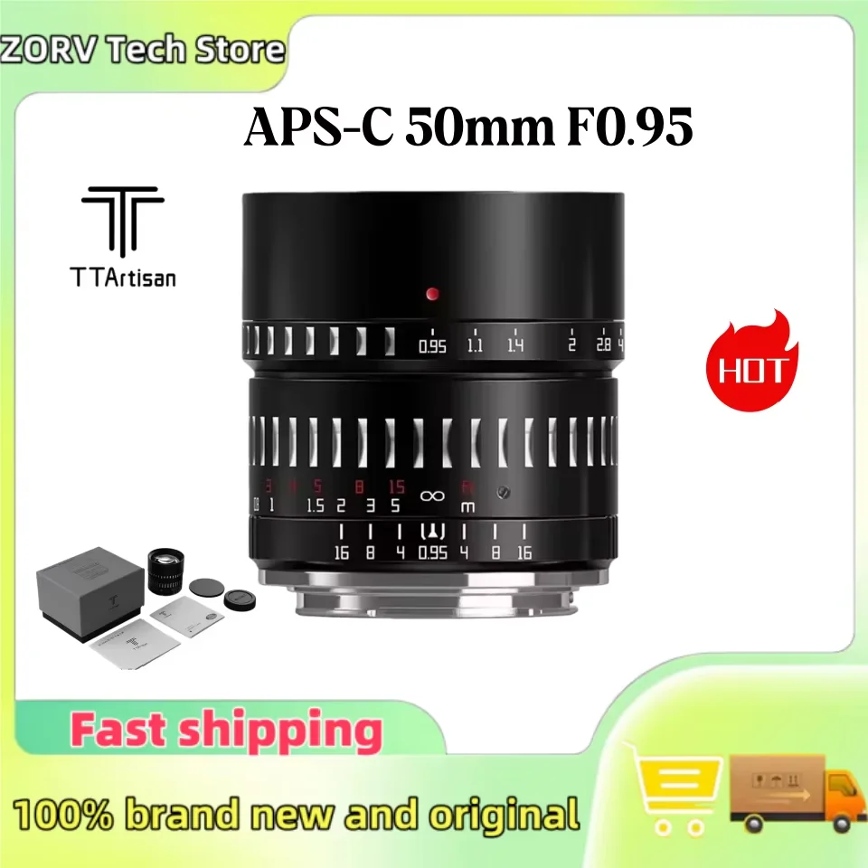 TTArtisan 50mm F0.95 APS-C  Large Aperture Portrait Lens for Sony E/Fuji X/M43/Nikon Z/RF/L Mount A7RM3 X-50 Z30 Z50 A911 X-E5