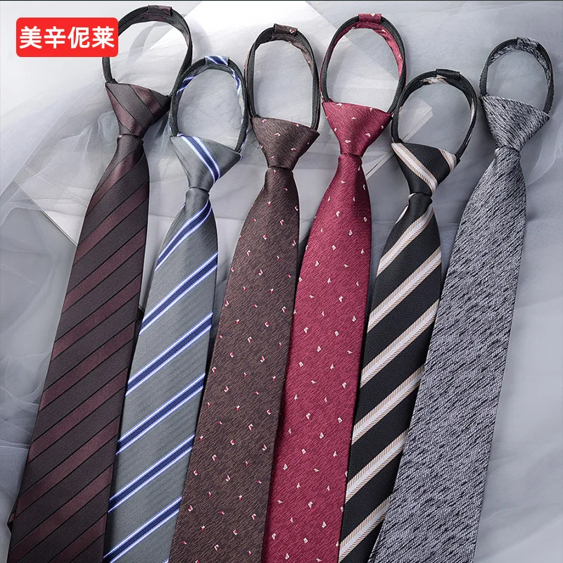 

8cm Dawdler Ties Men Business Wedding Casual Zipper Tie Shirt Accessory Automatic Necktie Men Elegant Mens Ties Luxury Silk Tie