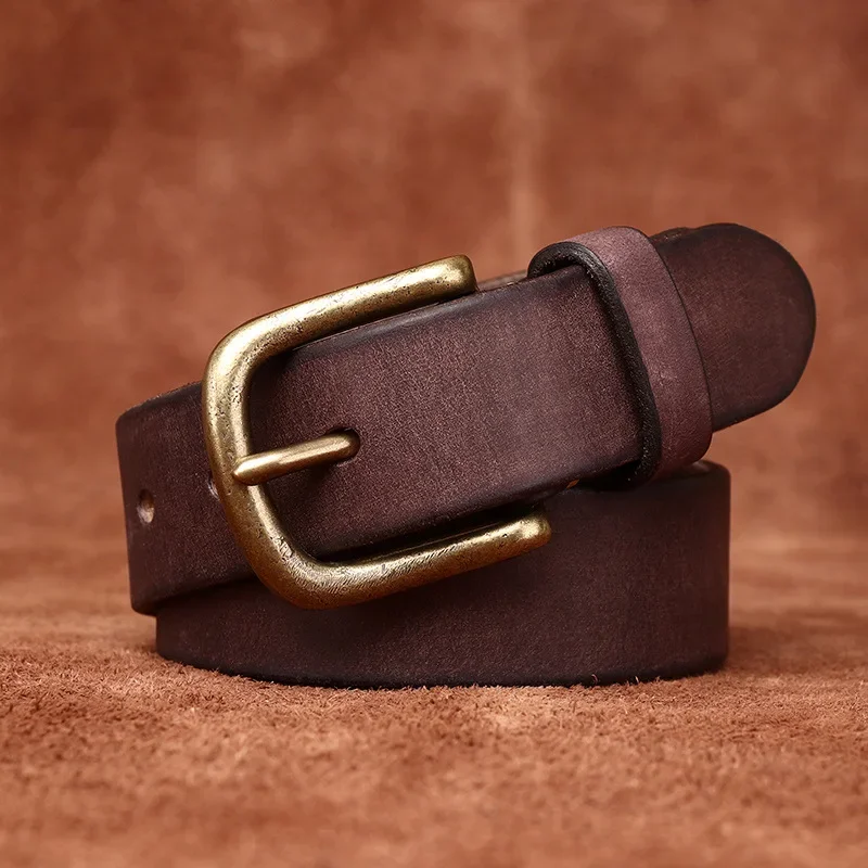 

3.3CM Wide Washed Retro Distressed Top Layer Cowhide Leather Belt For Men's Leather Needle Buckle Casual Jeans Belt For Men