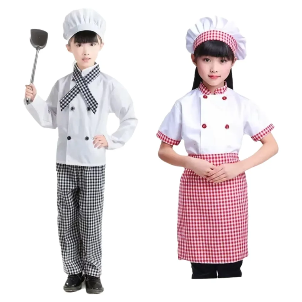 

Carnival Party Cook Tshirt Role-Play Stage Costume Children Chef Uniform Cute Performance Clothes Kitchen Hat Boys Girls