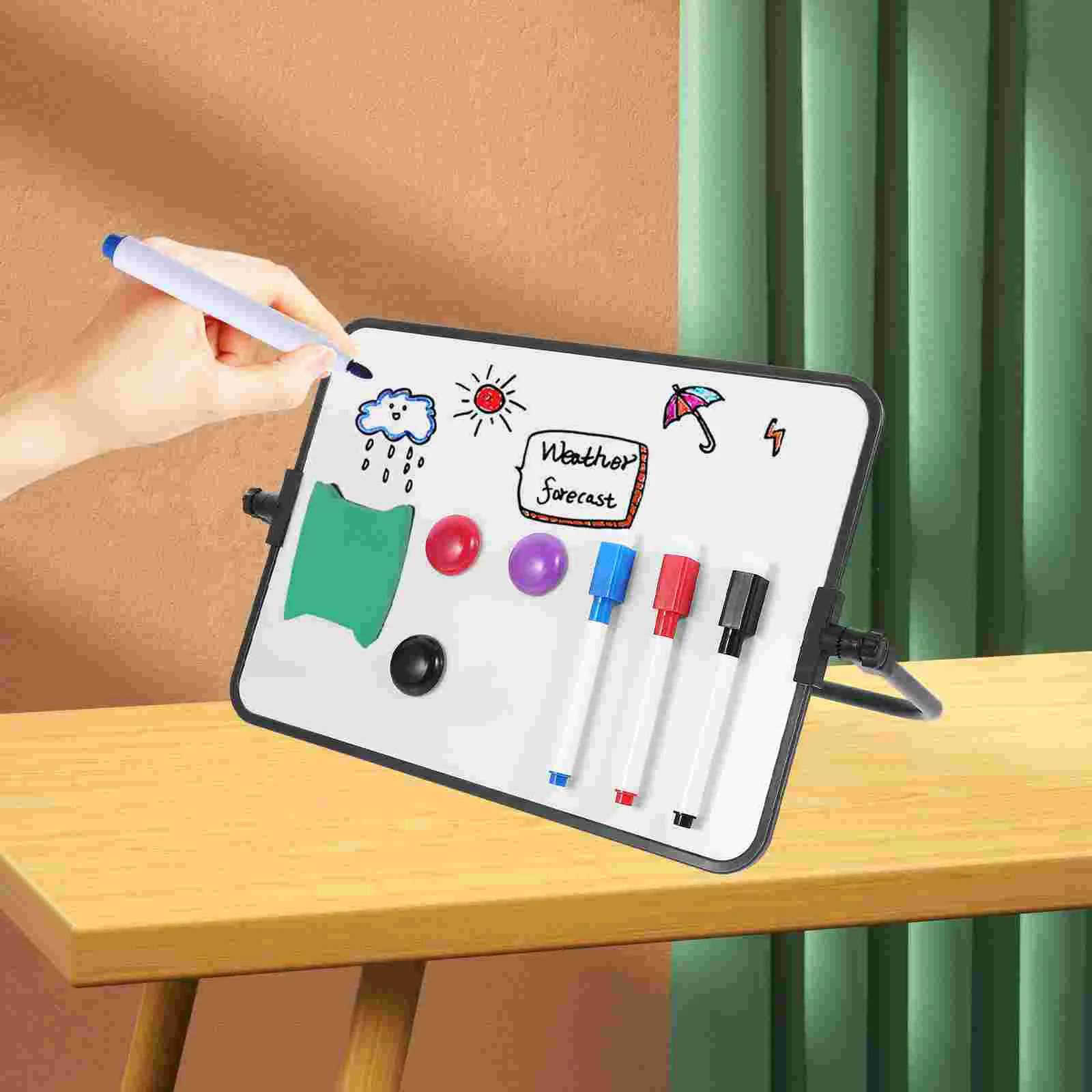 Imagem -06 - Pequeno Double-sided Magnetic Whiteboard Dry Erase Calendário Portátil Office Note Mensagem Stand Easel Escrita Tablet Preto