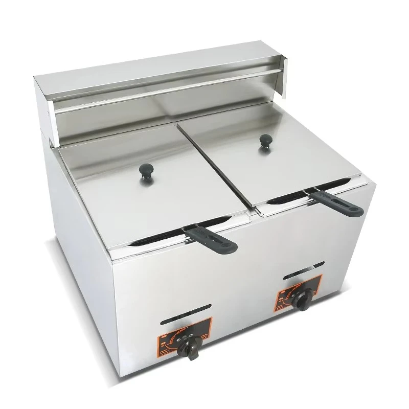 

Commercial Fryer Double Stainless Steel Deep Tank Fryer Potato Chips Fryer