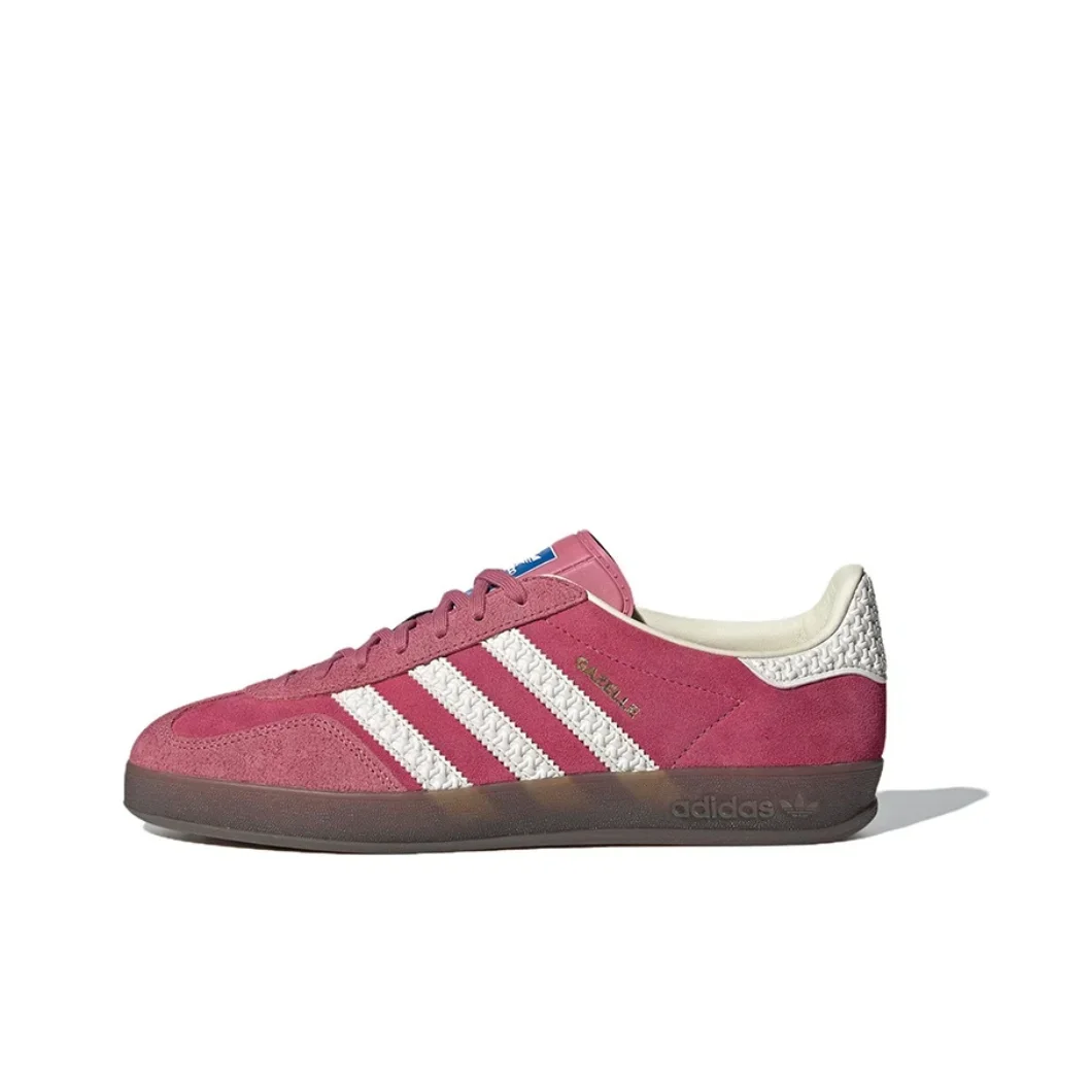 Adidas Original Gazelle Indoor Comfortable Lightweight Low Top Board Shoes Men's and Women's Casual Shoes Pink  White Colorway