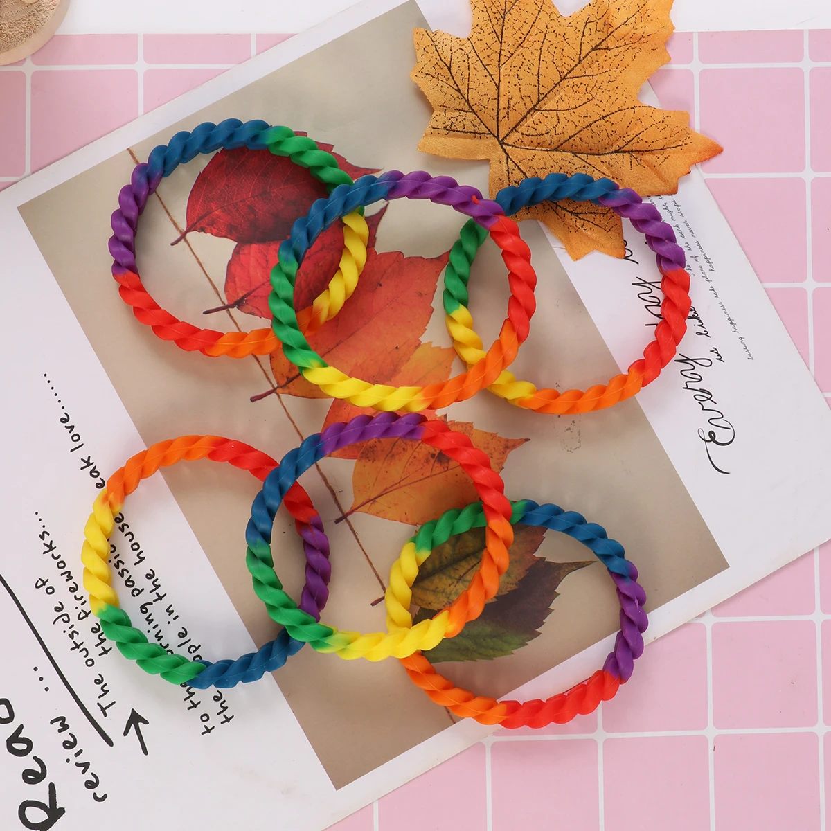 Rainbow Color Silicone Bracelets LGBTQ Bangle Color Segmented Bracelet Gay Lesbian Elastic Wristband Fashion Unique Jewelry Gift image 3