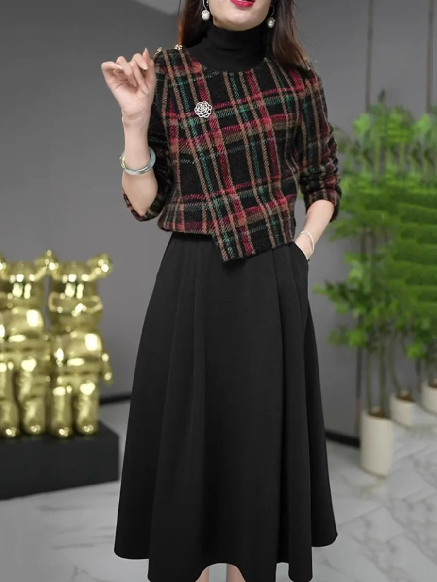 

Women's Autumn Winter Cheered Woolen Coat And Wide Leg Pants Faionable Two-Piece Set Ele Maturi Sle Student Work ...