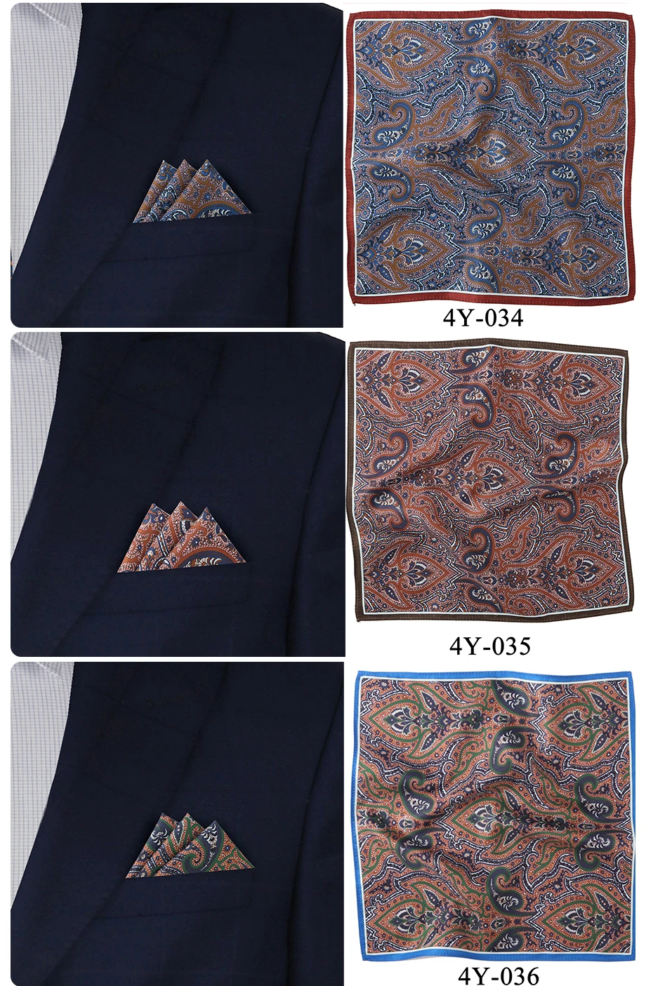 Neue Männer Einstecktuch Taschentuch Zubehör Paisley Dot Vintage Business Anzug Taschentuch Brust Schal 30*30 cm Geschenk – Detail 7