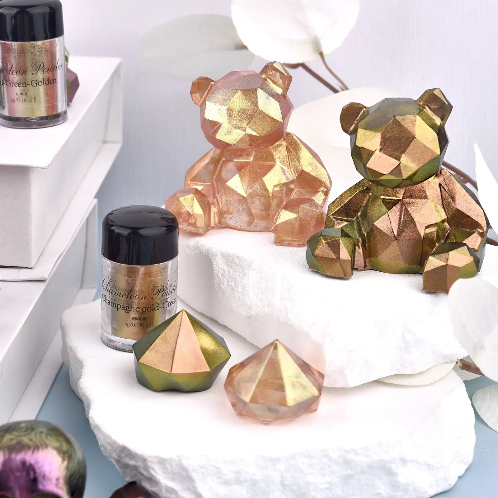 صبغة راتنج الحرباء اللامع ، السحر ، تغير اللون ، اللؤلئ ، البودرة ، فن الأظافر ذاتي الصنع ، ظلال العيون ، والأشعة تحت البنفسجية ، والإيبوكسي ، وصناعة المجوهرات #4